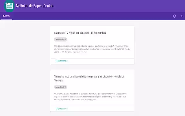 Noticias de Espectáculos from Chrome web store to be run with OffiDocs Chromium online Noticias de Espectáculos from Chrome web store to be run with OffiDocs Chromium online