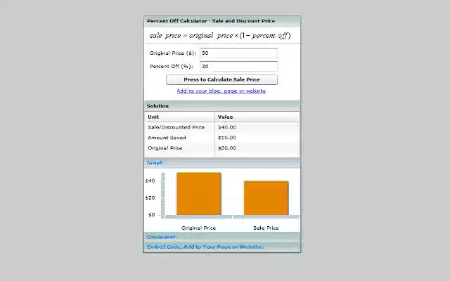 Percent Off Shopping Calculator from Chrome web store to be run with OffiDocs Chromium online Percent Off Shopping Calculator from Chrome web store to be run with OffiDocs Chromium online