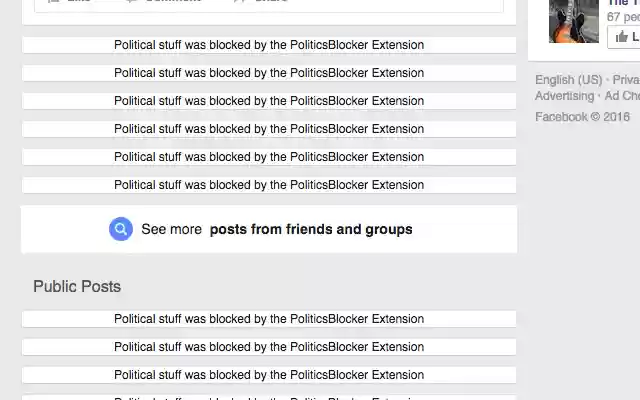Politics Blocker for Facebook from Chrome web store to be run with OffiDocs Chromium online Politics Blocker for Facebook from Chrome web store to be run with OffiDocs Chromium online