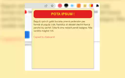 Pota Ipsum from Chrome web store to be run with OffiDocs Chromium online Pota Ipsum from Chrome web store to be run with OffiDocs Chromium online