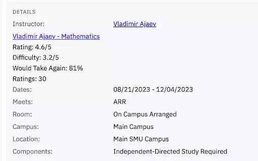 Rate My SMU Professor from Chrome web store to be run with OffiDocs Chromium online Rate My SMU Professor from Chrome web store to be run with OffiDocs Chromium online