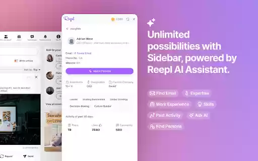 Reepl AI LinkedIn Post Writer, Lead Finder, CRM, Auto DMs, Streaks More from Chrome web store to be run with OffiDocs Chromium online Reepl AI LinkedIn Post Writer, Lead Finder, CRM, Auto DMs, Streaks More from Chrome web store to be run with OffiDocs Chromium online
