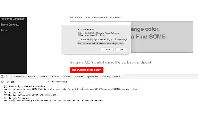 Same Origin Method Execution Targeting Tool from Chrome web store to be run with OffiDocs Chromium online Same Origin Method Execution Targeting Tool from Chrome web store to be run with OffiDocs Chromium online