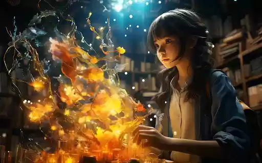 Scene of a girl studying virtual semester from Chrome web store to be run with OffiDocs Chromium online Scene of a girl studying virtual semester from Chrome web store to be run with OffiDocs Chromium online