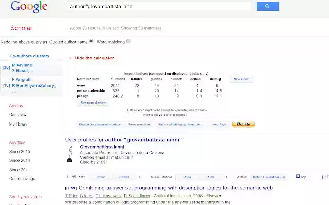Scholar H Index Calculator for Google Chrome™ from Chrome web store to be run with OffiDocs Chromium online Scholar H Index Calculator for Google Chrome™ from Chrome web store to be run with OffiDocs Chromium online