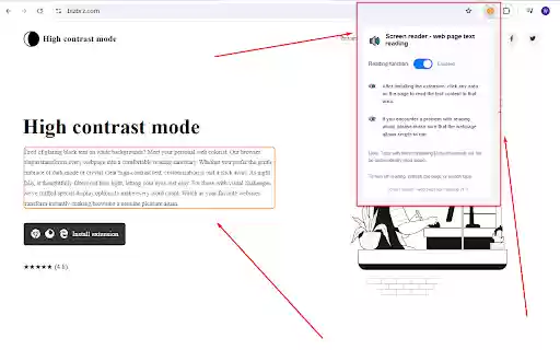 Screen reader web page text reading from Chrome web store to be run with OffiDocs Chromium online Screen reader web page text reading from Chrome web store to be run with OffiDocs Chromium online