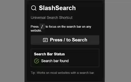 Slash Search Universal Search Shortcut from Chrome web store to be run with OffiDocs Chromium online Slash Search Universal Search Shortcut from Chrome web store to be run with OffiDocs Chromium online