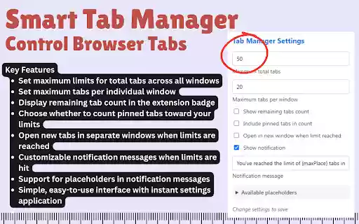 Smart Tab Manager Control Browser Tabs from Chrome web store to be run with OffiDocs Chromium online Smart Tab Manager Control Browser Tabs from Chrome web store to be run with OffiDocs Chromium online