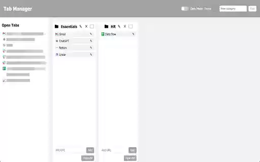 Tab Manager Dashboard from Chrome web store to be run with OffiDocs Chromium online Tab Manager Dashboard from Chrome web store to be run with OffiDocs Chromium online