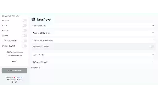 TalesTrove from Chrome web store to be run with OffiDocs Chromium online TalesTrove from Chrome web store to be run with OffiDocs Chromium online
