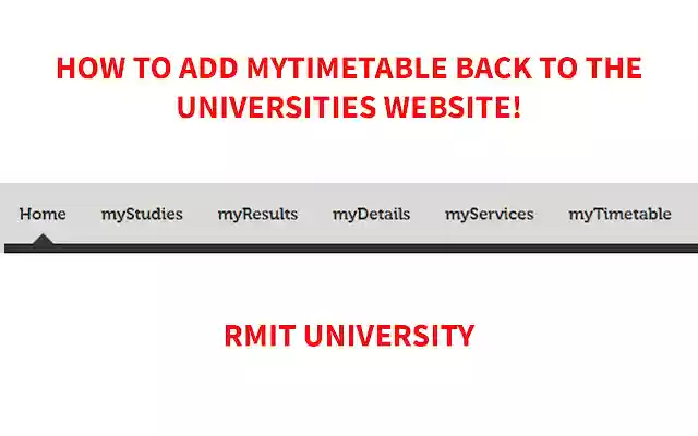 Timetable on myRMIT from Chrome web store to be run with OffiDocs Chromium online Timetable on myRMIT from Chrome web store to be run with OffiDocs Chromium online