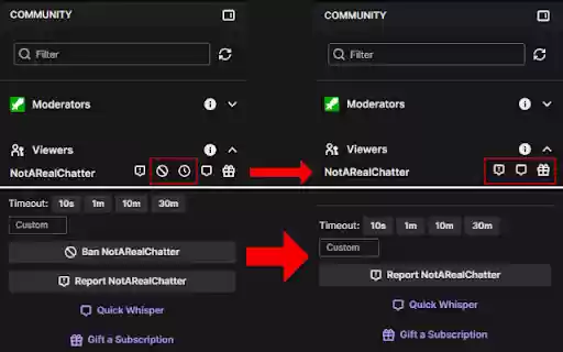 Twitch Addon: Remove chat log ban buttons from Chrome web store to be run with OffiDocs Chromium online Twitch Addon: Remove chat log ban buttons from Chrome web store to be run with OffiDocs Chromium online