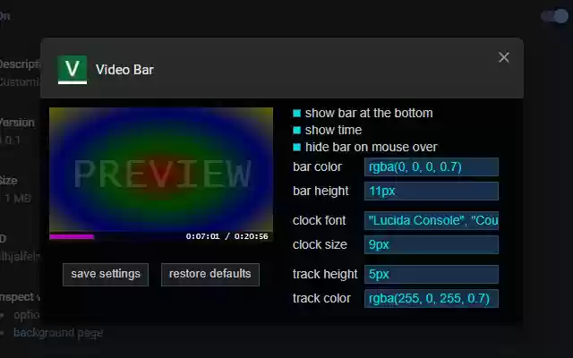 Video Bar from Chrome web store to be run with OffiDocs Chromium online Video Bar from Chrome web store to be run with OffiDocs Chromium online