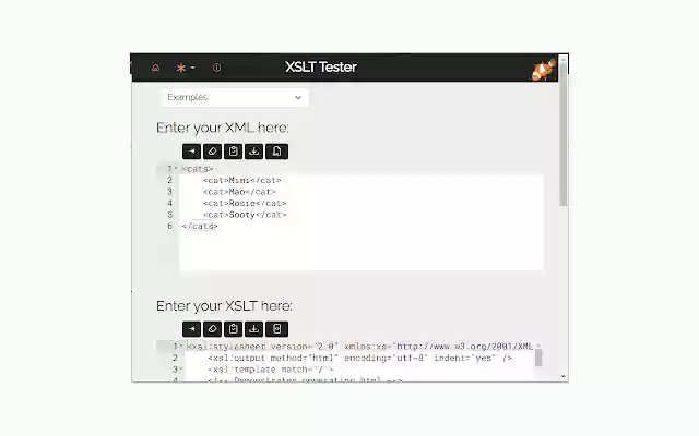 XSLT Tester from Chrome web store to be run with OffiDocs Chromium online XSLT Tester from Chrome web store to be run with OffiDocs Chromium online