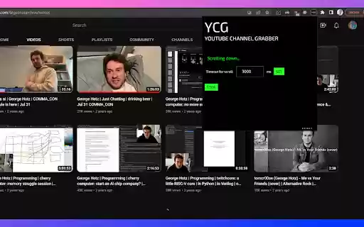 youtube channel grabber from Chrome web store to be run with OffiDocs Chromium online youtube channel grabber from Chrome web store to be run with OffiDocs Chromium online