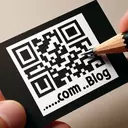 a business card with a large qr where in the middle it says .com .blog, plus the qr covers most of the space