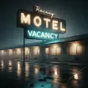 motel rainy night vacancy sign window