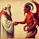 the pope shaking hands with satan
