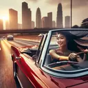 woman convertible hair flying freeway